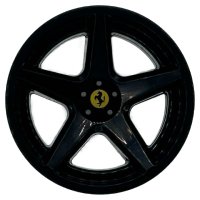 LEGO onderdeel Wheel 21mm D. x 11mm with 5 Spokes with Yellow Ferrari Logo and Silver Bolts Pattern 7834pb01