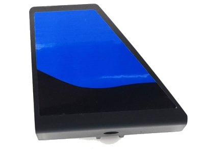 LEGO onderdeel Technic, Panel Curved #71 5 x 4 x 3 Tapered Left with Blue Panel on Black Background Pattern (Sticker) - Set 42141 (80272pb001)