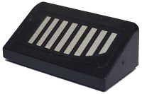 LEGO part Slope 30 1 x 2 x 2/3 with 8 Silver Stripes Pattern Model Right Side (Sticker) - Set 6864 85984pb069R