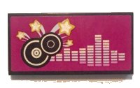 LEGO part Tile 2 x 4 with Black and Silver Record Disks and Silver Frequency Bars on Magenta Background Pattern (Sticker) - Set 41058 87079pb0316