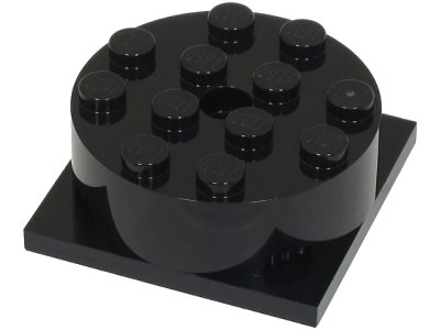 LEGO part Turntable 4 x 4 x 1 1/3 with Black Square Base, Locking (87081 / 61485) (87081c01)