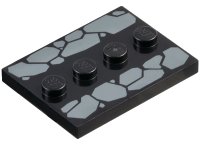 LEGO onderdeel Tile, Modified 3 x 4 with 4 Studs in Center with Dark Bluish Gray Cobblestones Pattern 88646pb013