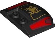 LEGO onderdeel Wedge 3 x 4 x 2/3 Triple Curved with Gold Spider Logo and Red and Dark Red Panels Pattern 93604pb020