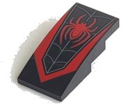 LEGO onderdeel Slope, Curved 4 x 2 with Red Spider and Dark Bluish Gray Web Pattern 93606pb172