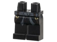 LEGO part Hips and Legs with Dark Bluish Gray Sash, Dark Brown Straps with Gold Buckles Pattern 970c00pb0137