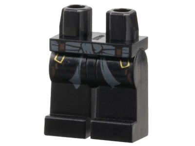 LEGO onderdeel Hips and Legs with Dark Bluish Gray Sash, Dark Brown Straps with Gold Buckles Pattern (970c00pb0137)