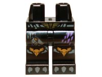 LEGO onderdeel Hips and Legs with Gold Belt Buckle and Raven Knee Pads, Dark Purple Feathers and Dark Bluish Gray Talons Pattern 970c00pb0230