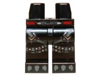 LEGO part Hips and Legs with Red Belt, Silver Buckles and Dark Bluish Gray Talons Pattern 970c00pb0232