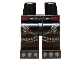 LEGO onderdeel Hips and Legs with Red Belt, Silver Buckles and Dark Bluish Gray Talons Pattern (970c00pb0232)