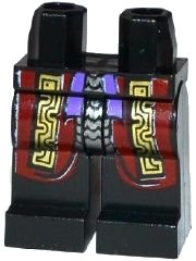 LEGO part Hips and Legs with Dark Red and Gold Robe with Silver Trim and Purple Sash Pattern 970c00pb0390