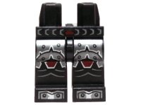 LEGO part Hips and Legs with Dark Red and Silver Scaled Armor and Boots with Rivets Pattern 970c00pb0484