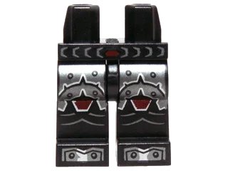 LEGO onderdeel Hips and Legs with Dark Red and Silver Scaled Armor and Boots with Rivets Pattern (970c00pb0484)