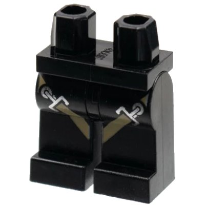 LEGO onderdeel Hips and Legs with Dark Tan Harness Straps and Silver Clip Buckles Pattern (970c00pb0510)