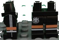 LEGO onderdeel Hips and Legs with DFB Logo with 4 Stars, Nougat and White Stripes, Lines on Sides Pattern 970c00pb0543