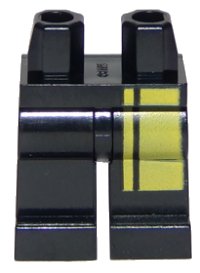 LEGO onderdeel Hips and Legs with Narrow and Wide Double Yellow Stripes on Left Leg Pattern 970c00pb0643
