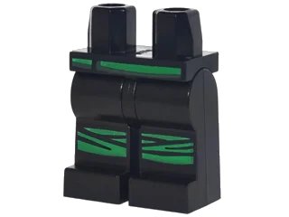 LEGO onderdeel Hips and Legs with Green Belt and Knee Straps Pattern (970c00pb0691)