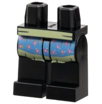 LEGO onderdeel Hips and Legs with Bright Light Yellow and Medium Blue Apron with Dark Pink Flowers Pattern 970c00pb1035