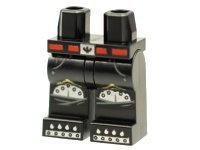 LEGO onderdeel Hips and Legs with Red Belt, Bat Buckle, Silver Knee Armor and Toes with Spikes Pattern 970c00pb1231