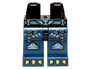 LEGO onderdeel Hips and Dark Blue Legs with Gray Straps , Knee Covers and Yellow Talons Pattern (970c63pb04)