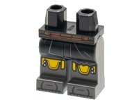 LEGO onderdeel Hips and Pearl Dark Gray Legs with Dark Orange Belt, Black Skirt, Yellow Knee Pads Pattern 970c77pb12