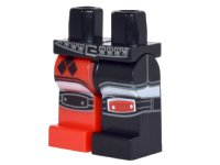 LEGO onderdeel Hips and 1 Black Left Leg, 1 Red Right Leg with Short Shorts with Black Diamonds over White Tights, Black and Red Knee Pads Pattern 970d03pb04