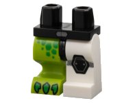 LEGO onderdeel Hips and 1 White Left Leg, 1 Lime Right Animal Leg with Black Hexagon Knee Pad Left and Bright Green Scales and Claws Right Pattern 970d58pb01
