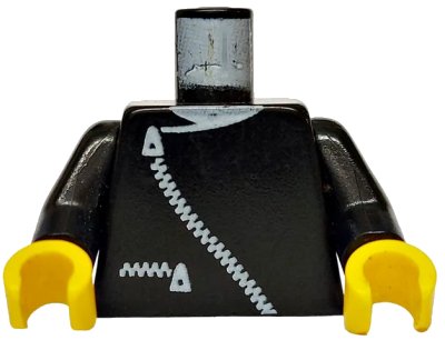 LEGO onderdeel Torso Jacket with White Zippers and Neck Pattern / Black Arms / Yellow Hands (973p0ac02)