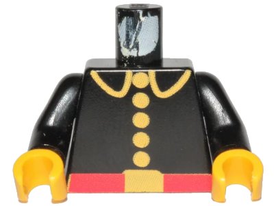 LEGO onderdeel Torso Fire Uniform with Red Belt and Yellow Lapels, Buttons, and Buckle Pattern / Black Arms / Yellow Hands (973p21c01)