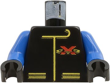 LEGO onderdeel Torso Racing Suit with Red Letter X Extreme Team Logo and Yellow Lines Pattern / Blue Arms / Black Hands (973p8ac04)