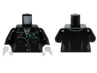 LEGO onderdeel Torso Female Jacket with Lapels, Gold Buttons and Holly Lapel Pin Pattern / Black Arms / White Hands 973pb2147c01