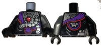 LEGO onderdeel Torso Ninjago Robe with Purple Sash with Knot, Mechanical Parts and Silver Saw Blade Pattern / Flat Silver Arm Left / Black Arm Right / Black Hands 973pb2535c01