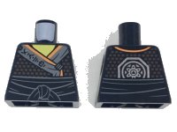 LEGO onderdeel Torso Tunic with Sash, Yellow Neck, Orange and Dark Gray Hems, Dark Tan Dots Pattern 973pb3021