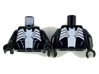 LEGO part Torso Spider-Man Dark Bluish Gray Muscles Outline with White Wide Spider Front and Back Pattern (Venom) / Black Arms / Black Hands 973pb3473c01