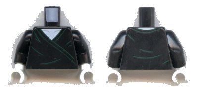LEGO part Torso Harry Potter Voldemort with Dark Green Robe Lines and Back Print Pattern / Black Arms / White Hands (973pb3619c01)
