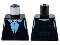 LEGO part Torso Vest, Medium Blue Shirt with Collar Pattern 973pb3726