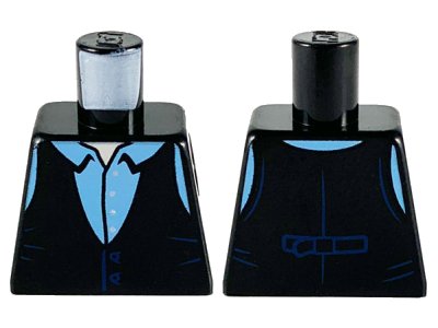 LEGO part Torso Vest, Medium Blue Shirt with Collar Pattern (973pb3726)