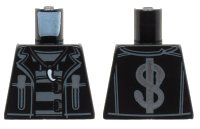 LEGO onderdeel Torso Jacket with Zippers, Dollar Sign on Back, Claw Necklace and Belts Pattern 973pb3773