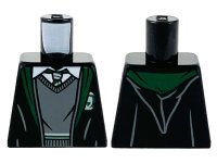 LEGO onderdeel Torso Robe with Dark Green Hem and Slytherin Logo, White Shirt Collar and Dark Bluish Gray Sweater Pattern 973pb3991