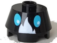 LEGO part Cone 2 x 2 Truncated with White Flame and Medium Azure Eyes Pattern 98100pb11