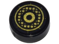 LEGO onderdeel Tile, Round 1 x 1 with Gold Concentric Circles and Speaker Grille Pattern 98138pb064