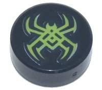 LEGO part Tile, Round 1 x 1 with Lime Spider Pattern 98138pb185