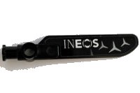 LEGO onderdeel Technic Rotor Blade Small with Axle and Pin Connector End with White 'INEOS' and Silver Mercedes-Benz Logo Repeating Pattern on Both Sides (Stickers) - Set 42165 99012pb14