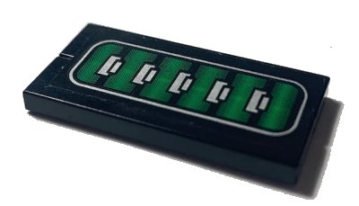 LEGO onderdeel Stickered Assembly 4 x 2 with Green and Silver Vent Pattern (Sticker) - Set 7702 (ba102pb01)