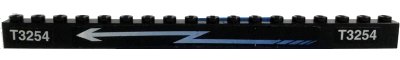 LEGO onderdeel Stickered Assembly 18 x 1 with White 'T3254' and Zigzag Arrow Pattern Model Left Side (Stickers) - Sets 4560 / 4561 - 1 Brick 1 x 10, 1 Brick 1 x 8 (BA123pb01L)