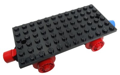 LEGO onderdeel Train Base 6 x 12 with Wheels and Red and Blue Magnets (x487c01)