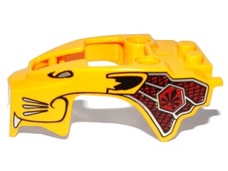 LEGO part Flywheel Fairing Lion Shape with Gold and Dark Red Pattern (11110pb04)