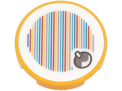 LEGO part Tile, Round 2 x 2 with Bottom Stud Holder with Super Mario Scanner Code Fruit Pattern (Sticker) - Sets 30509 / 71403 / 71406 / 71418 (14769pb546)