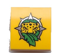 LEGO part Slope, Curved 2 x 2 x 2/3 with Leopard Head and Leaves Pattern 15068pb111