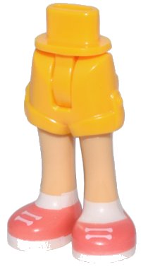 LEGO part Cadera Mini Muñeca y Pantalones Cortos con Piernas Moldeadas Marrón Medio y Zapatos Impreso Coral con Cordones Blancos, Suelas y Patrón de Calcetines - Bisagra Fina 1826cc00pb002