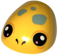 LEGO part Large Figure Armor, Round, Smooth with Black Nostrils and Eyes with Coral and White Dots and Sand Green Spots Pattern (Turtle Head) 21560pb15